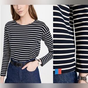 KULE Boyfriend Tee Navy Cream Stripe tee S Classic